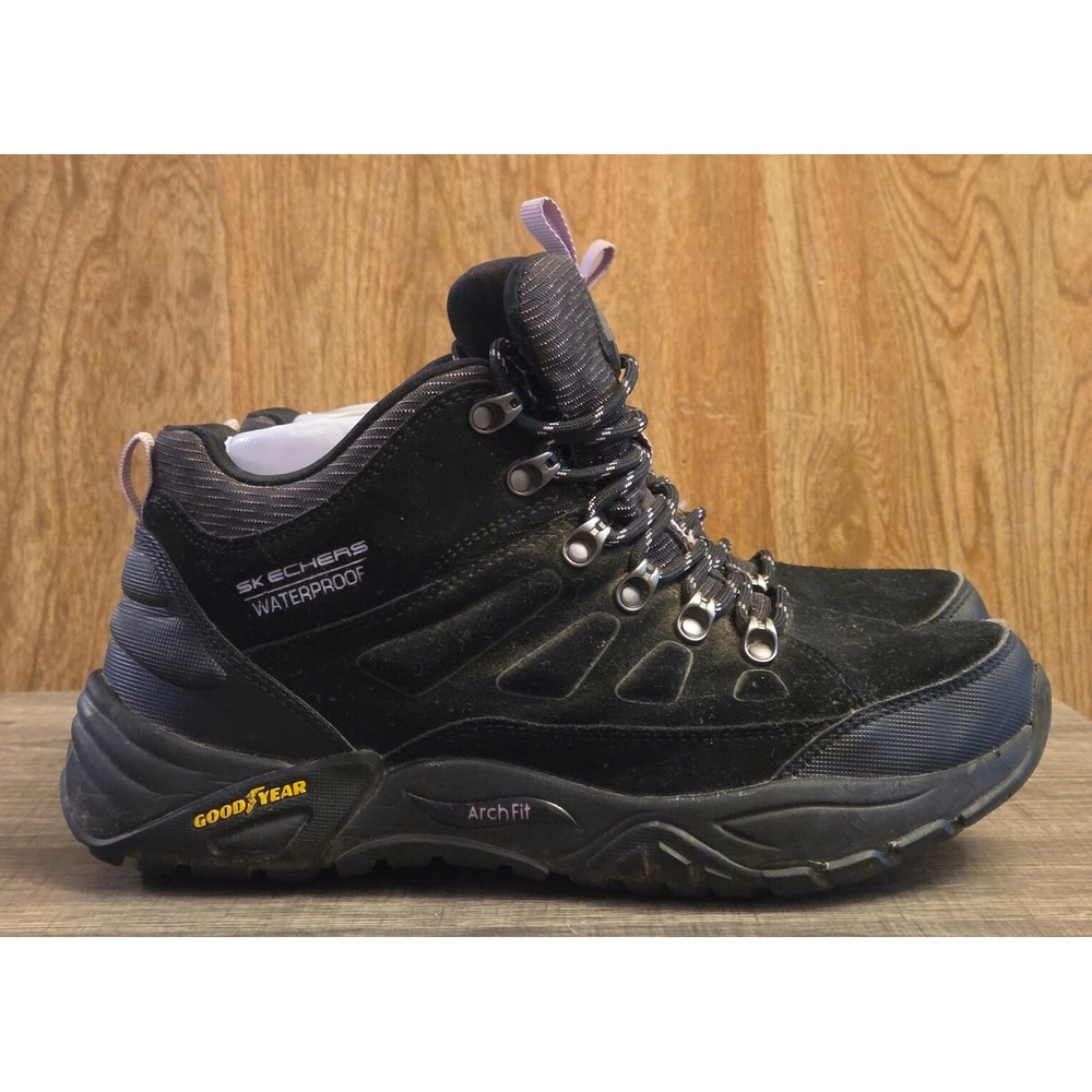 Skechers Arch Fit Recon Waterproof Hiking Shoes Womens Size 7.5 Black‎